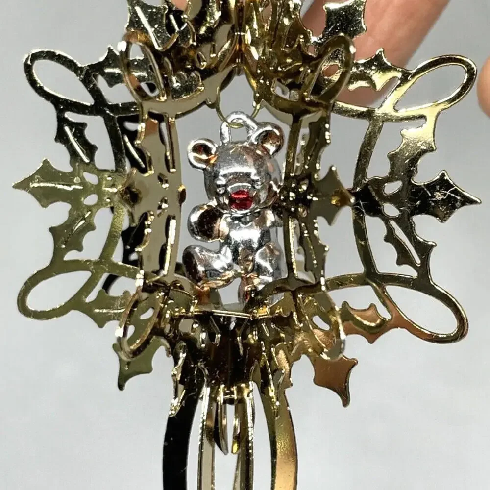 Brass Icicle Star Christmas Ornament with Pendant LOT of‎ 4 Vintage